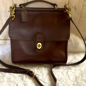 Coach Brown Leather Satchel with Gold Accents